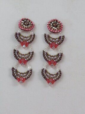 Handmade articulated crystal earrings purple
